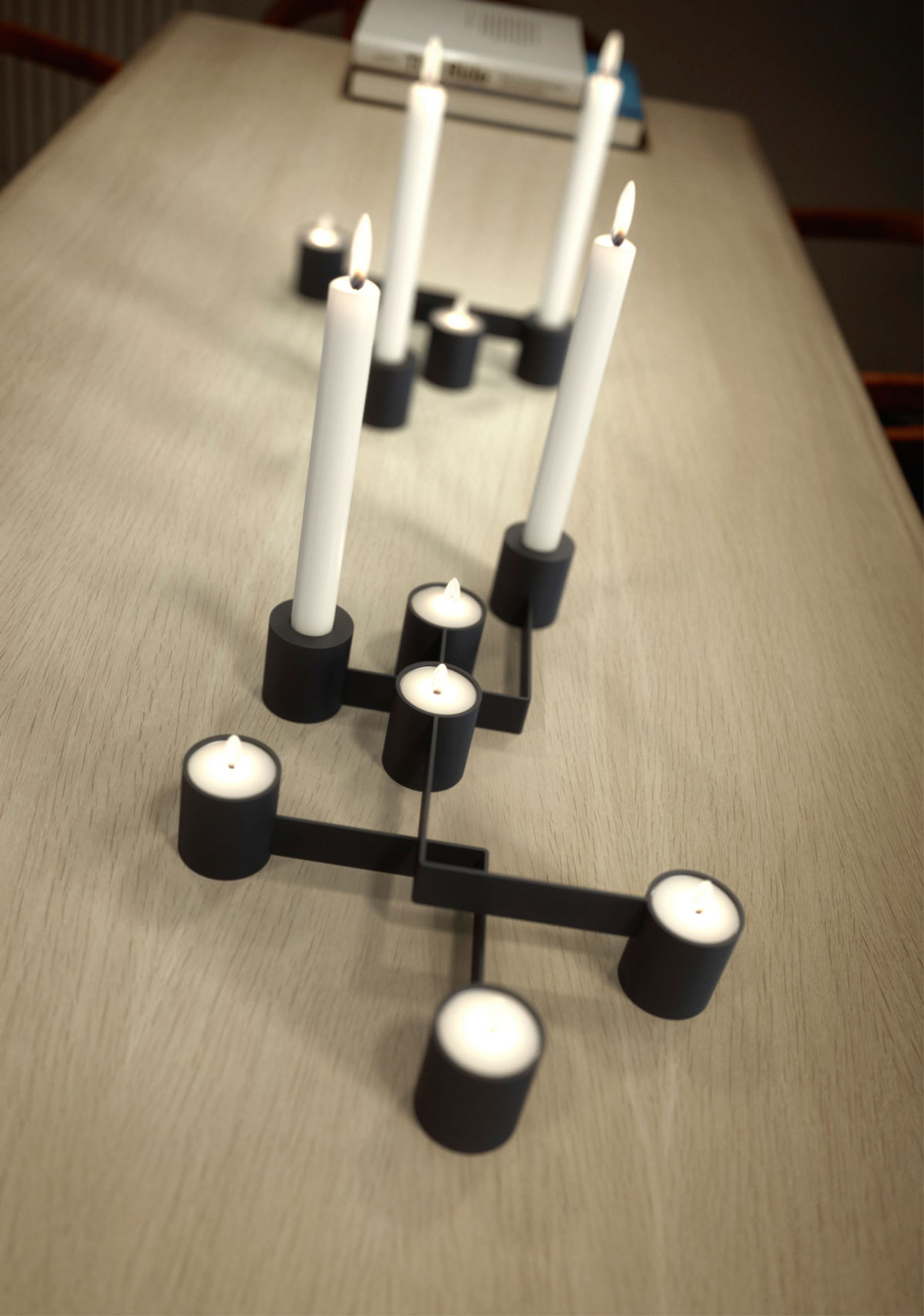 Modern Double Candlestick Holder for Tealights
