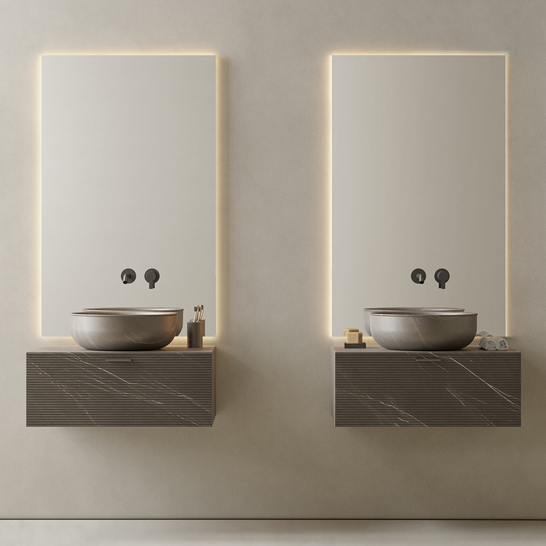 Grate Marble Wall Mount Vanity