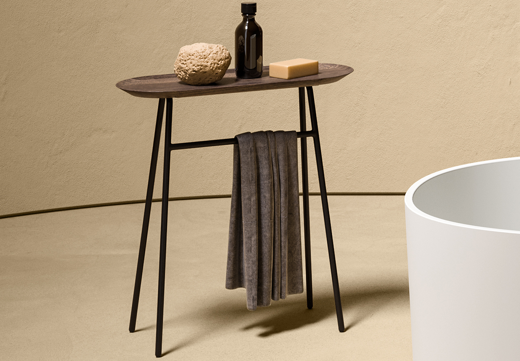 Tray Freestanding Towel Rack